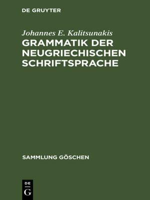cover image of Grammatik der neugriechischen Schriftsprache